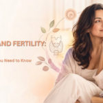 Thyroid and Fertility: What You Need to Know – woman resting her chin on her hand, with thyroid and reproductive health icons